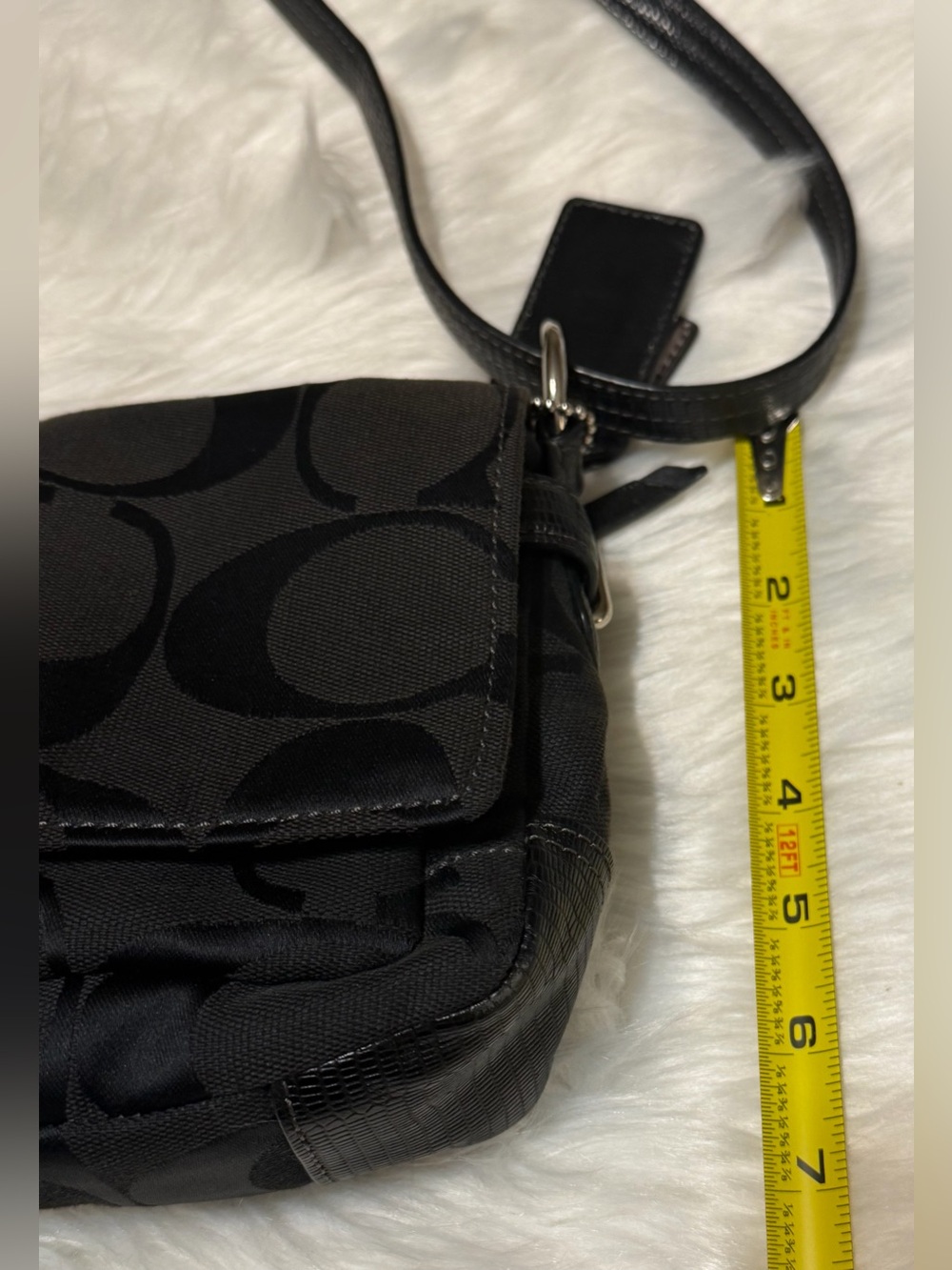 Coach Chelsea Flap Black Signature Turn Lock Shoulder Bag Silver Hardware F17798 - Picture 9 of 11